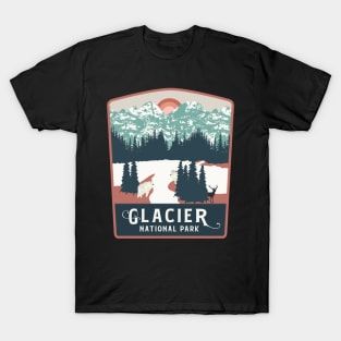 Vintage Retro glacier national park Montana T-Shirt